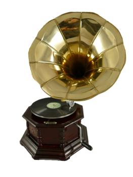 Wunderschönes funktionsfähiges 4 - Eckiges Grammophon zum Abspielen von alten Schellackplatten.