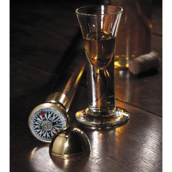 Gentlemen's Walking Stick mit Messingknauf, Kompass und Glas-Röhrchen