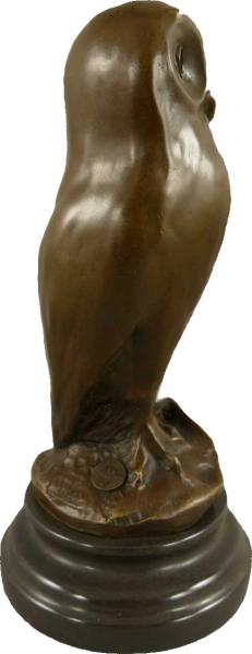 Bronzefigur Eule Seite links