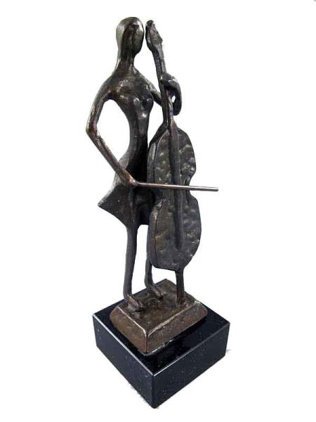 Bronzefigur Chello Sielerin linke Seite