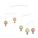 Ballon Mobile von Authentic Models mit fünf kleinen Heißluftballons in Pastelltönen an einer gebogenen Metallaufhängung